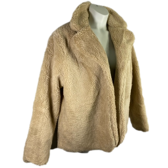 Chic Soul Tan & Cream Faux Fur Sherpa Teddy Bear Jacket Size 3XL NWOT SKU0620 - Picture 3 of 9